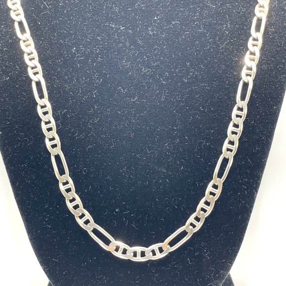 925 Sterling Silver Figaro Style Unisex Chain 22" - Picture 1 of 11
